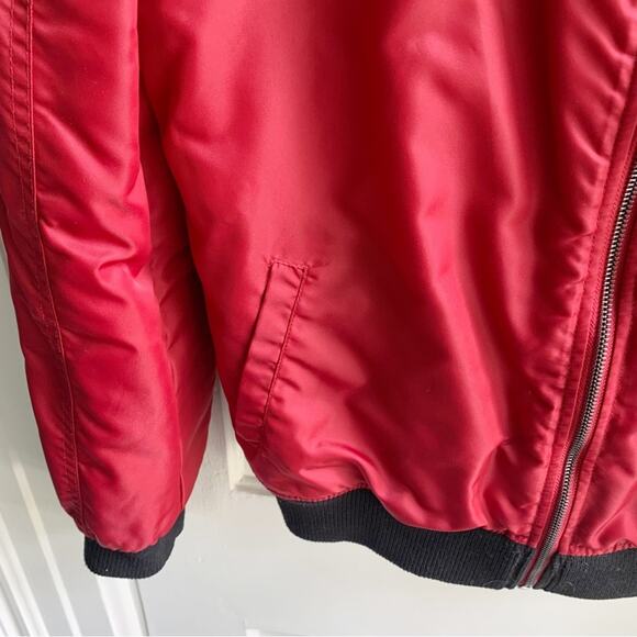 GUESS Red Black Varsity Bomber Jacket - Picture 4 of 9